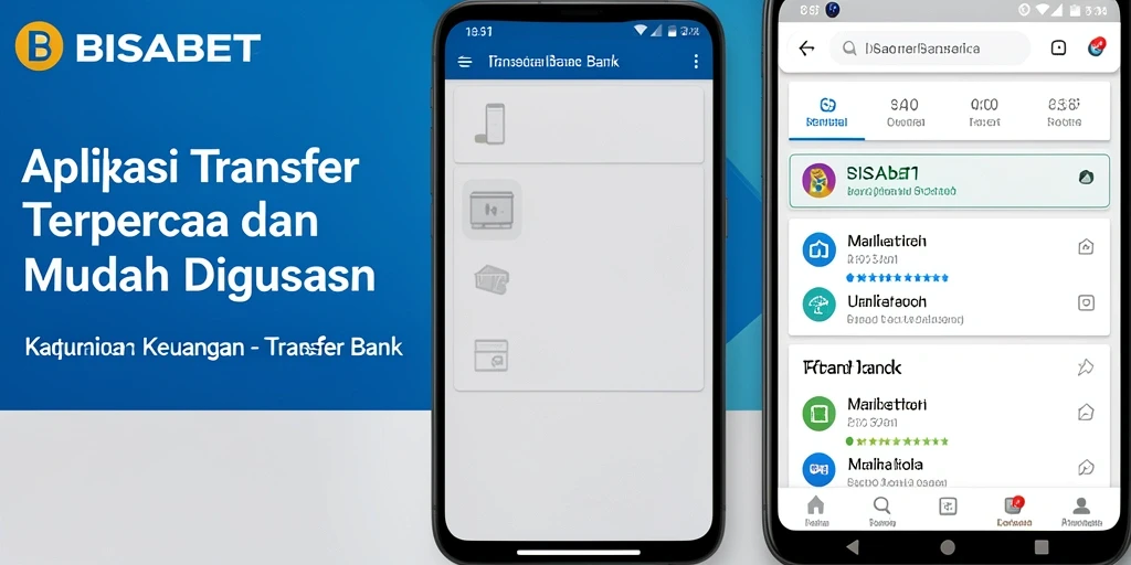 Antarmuka utama aplikasi BISABET untuk transfer bank yang sederhana dan efisien.