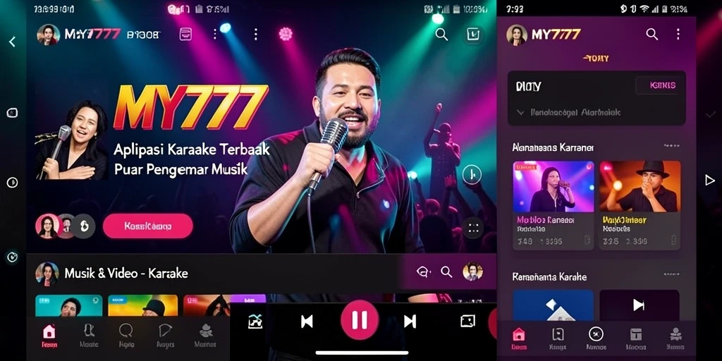 Tampilan antarmuka MY777 yang sederhana dan menarik untuk Karaoke.