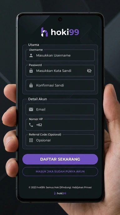 Tampilan halaman daftar hoki99